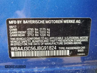 2018 BMW 4 Series 430i xDrive with VIN WBA4J3C56JBG91824, listed as a Copart auction lot 88865135 with 103,927 mi miles and Salvage Title. Bid and sale history available at DreamBid. Image 14.