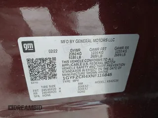2022 Cadillac XT4 FWD Premium Luxury with VIN 1GYFZCR4XNF116845, listed as a IAAI auction lot 42128210 with 43,423 mi miles and . Bid and sale history available at DreamBid. Image 9.