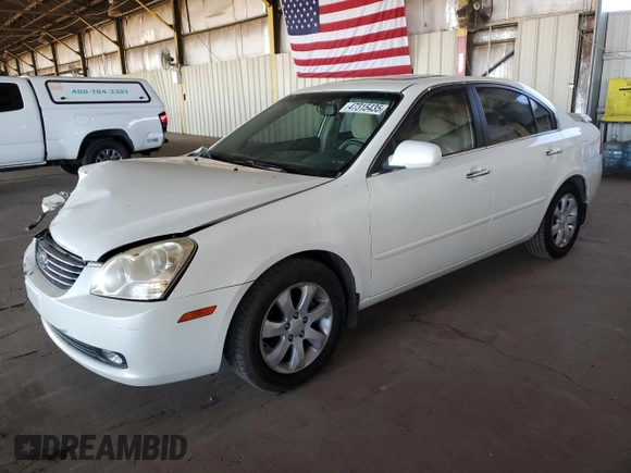 2007 Kia Optima EX with VIN KNAGE124075087981, listed as a Copart auction lot 47315435 with 146,655 mi miles and Salvage Title. Bid and sale history available at carsss.com. Image 1.