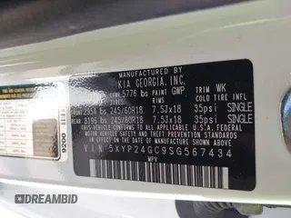 2025 Kia Telluride LX z VIN 5XYP24GC9SG567434, wystawiony jako IAAI lot #41728291 z przebiegiem 1548 mil mil oraz . Historia ofert i sprzedaży dostępna na DreamBid. Obrazek 9.