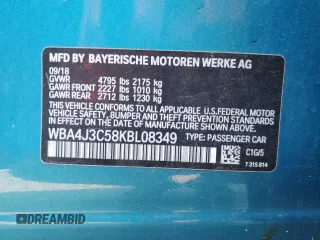 2019 BMW 4 Series 430i xDrive with VIN WBA4J3C58KBL08349, listed as a Copart auction lot 84267764 with 79,670 mi miles and Salvage Title. Bid and sale history available at DreamBid. Image 13.