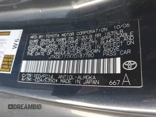 2007 Scion tC Spec with VIN JTKDE177X70187780, listed as a IAAI auction lot 41983327 with 168,794 mi miles. Bid and sale history available at carsss.com. Image 9.