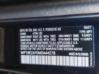 2021 Porsche Cayenne E-Hybrid Hybrid with VIN WP1BE2AY0MDA44278, listed as a Copart auction lot 53202492 with Not provided miles and . Bid and sale history available at DreamBid. Image 10.