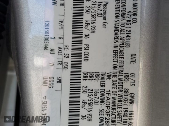 2015 Ford Focus SE with VIN 1FADP3F28FL234097, listed as a Copart auction lot 62660245 with 120,100 mi miles and Salvage title. Bid and sale history available at DreamBid. Image 12.