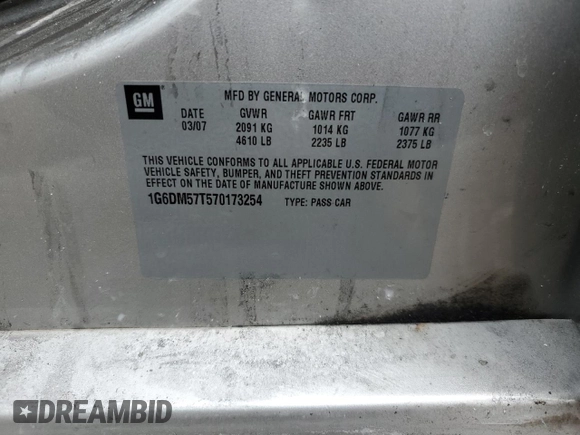 2007 Cadillac CTS z VIN 1G6DM57T570173254, wystawiony jako Copart lot #50364605 z przebiegiem 136 563 mil mil oraz Szkoda całkowita • Salvage title. Historia ofert i sprzedaży dostępna na DreamBid. Obrazek 12.