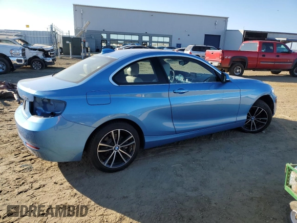 2020 BMW 2 Series 230i with VIN WBA2J1C05L7E57082, listed as a Copart auction lot 43057505 with 2,250 mi miles and Salvage Title. Bid and sale history available at carsss.com. Image 3.