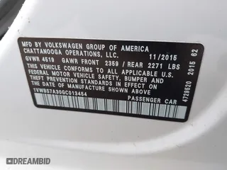 2016 Volkswagen Passat 1.8T SE w/Technology with VIN 1VWBS7A30GC013454, listed as a IAAI auction lot 41477109 with 134,027 mi miles. Bid and sale history available at carsss.com. Image 9.