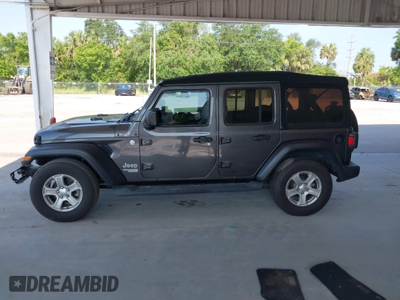 2020 Jeep Wrangler Unlimited Sport S with VIN 1C4HJXDN9LW167442, listed as a IAAI auction lot 42308617 with 59,335 mi miles and . Bid and sale history available at DreamBid. Image 15.