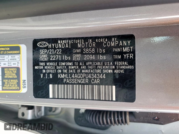 2023 Hyundai Elantra SE with VIN KMHLL4AG0PU434344, listed as a Copart auction lot 50623565 with 3,045 mi miles and Salvage Title. Bid and sale history available at DreamBid. Image 12.
