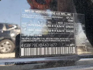 2011 Mercedes-Benz GL-Class GL 450 with VIN 4JGBF7BEXBA631677, listed as a Copart auction lot 75175874 with 191,457 mi miles and Clean Title. Bid and sale history available at carsss.com. Image 13.