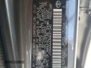 2021 Toyota Mirai XLE с VIN JTDAAAAA3MA001240, выставлен на аукционе Copart как лот 54158425 с пробегом 58 263 миль миль и Списание • Salvage title. История ставок и продаж доступна на DreamBid. Изображение 12.
