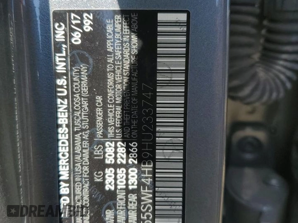 2017 Mercedes-Benz C 350e with VIN 55SWF4HB9HU233747, listed as a Copart auction lot 71305354 with 82,978 mi miles and Salvage Title. Bid and sale history available at DreamBid. Image 12.