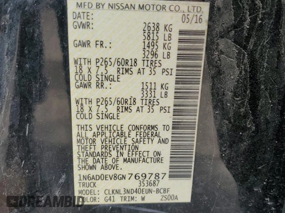 2016 Nissan Frontier SV с VIN 1N6AD0EV8GN769787, выставлен на аукционе Copart как лот 62658885 с пробегом 222 823 миль миль и Списание • Salvage title. История ставок и продаж доступна на DreamBid. Изображение 12.