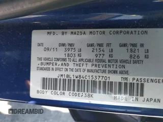 2012 Mazda 3 i Grand Touring with VIN JM1BL1W84C1537701, listed as a IAAI auction lot 42626366 with 173,579 mi miles and . Bid and sale history available at DreamBid. Image 9.