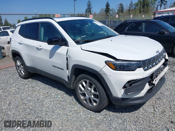 2022 Jeep Compass Latitude Lux with VIN 3C4NJDFB6NT164933, listed as a IAAI auction lot 42116735 with 55,397 mi miles and . Bid and sale history available at DreamBid. Image 1.