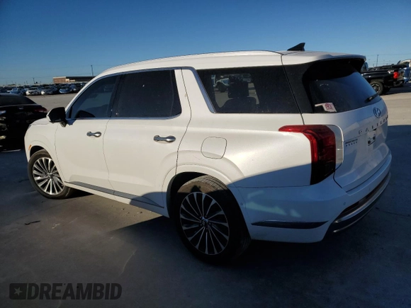 2024 Hyundai Palisade Calligraphy z VIN KM8R74GE7RU689189, wystawiony jako Copart lot #46828395 z przebiegiem 24 531 mil mil oraz Szkoda całkowita • Salvage title. Historia ofert i sprzedaży dostępna na DreamBid. Obrazek 2.