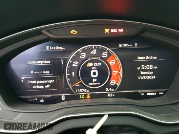 2019 Audi SQ5 Premium Plus with VIN WA1B4AFY5K2024697, listed as a Copart auction lot 75932164 with 33,576 mi miles and Non Repairable. Bid and sale history available at DreamBid. Image 9.