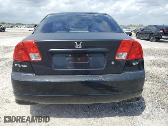2004 Honda Civic EX with VIN 2HGES26774H632688, listed as a Copart auction lot 51146415 with 186,522 mi miles and Salvage Title. Bid and sale history available at DreamBid. Image 6.