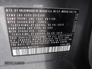 2020 Volkswagen Tiguan SE z VIN 3VV3B7AX0LM007612, wystawiony jako IAAI lot #42275320 z przebiegiem 44 254 mil mil oraz . Historia ofert i sprzedaży dostępna na DreamBid. Obrazek 9.