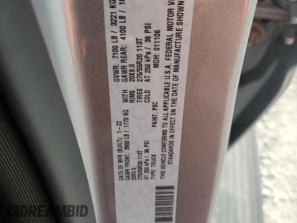 2022 Ram 1500 Big Horn z VIN 1C6SRFFT9NN135868, wystawiony jako Copart lot #59188485 z przebiegiem 30 589 mil mil oraz Szkoda całkowita • Salvage title. Historia ofert i sprzedaży dostępna na DreamBid. Obrazek 12.