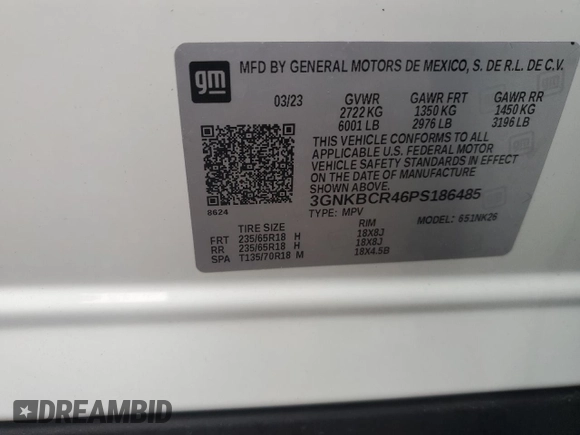 2023 Chevrolet Blazer LT with VIN 3GNKBCR46PS186485, listed as a Copart auction lot 57138845 with 31,588 mi miles and Salvage title. Bid and sale history available at DreamBid. Image 13.