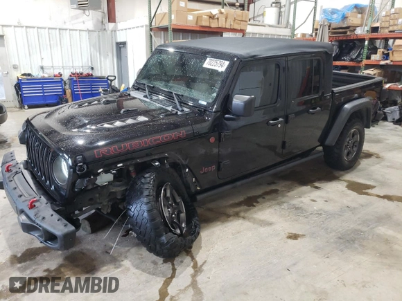 2020 Jeep Gladiator Rubicon with VIN 1C6JJTBG9LL183888, listed as a Copart auction lot 70225794 with 57,969 mi miles and Salvage title. Bid and sale history available at DreamBid. Image 1.