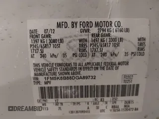 2013 Ford Explorer with VIN 1FM5K8B88DGA89732, listed as a IAAI auction lot 41566390 with 122,912 mi miles and . Bid and sale history available at carsss.com. Image 9.