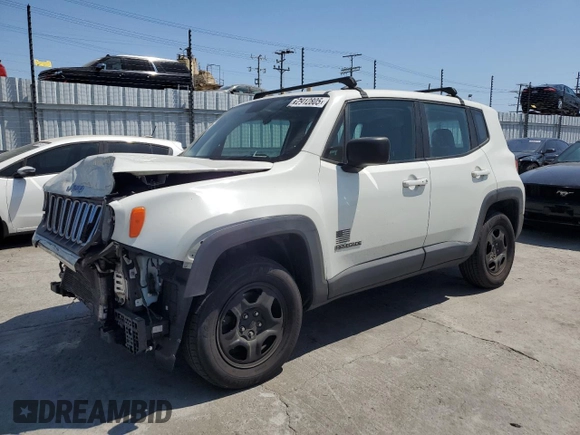 2018 Jeep Renegade Sport with VIN ZACCJBAB2JPJ53896, listed as a Copart auction lot 62912805 with 105,214 mi miles and Salvage title. Bid and sale history available at DreamBid. Image 1.