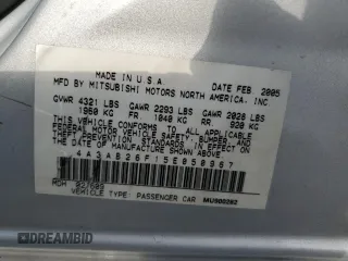 2005 Mitsubishi Galant DE with VIN 4A3AB26F15E050967, listed as a Copart auction lot 82584514 with 156,398 mi miles and Salvage Title. Bid and sale history available at carsss.com. Image 12.