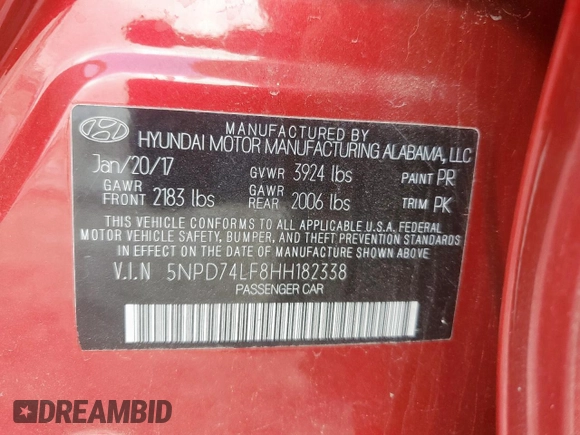 2017 Hyundai Elantra SE z VIN 5NPD74LF8HH182338, wystawiony jako Copart lot #59677845 z przebiegiem 142 653 mil mil oraz Szkoda całkowita • Salvage title. Historia ofert i sprzedaży dostępna na DreamBid. Obrazek 13.