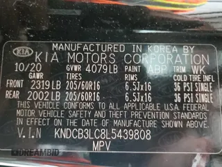 2020 Kia Niro LXS with VIN KNDCB3LC8L5439808, listed as a Copart auction lot 88353675 with 63,875 mi miles and Clean Title. Bid and sale history available at carsss.com. Image 14.