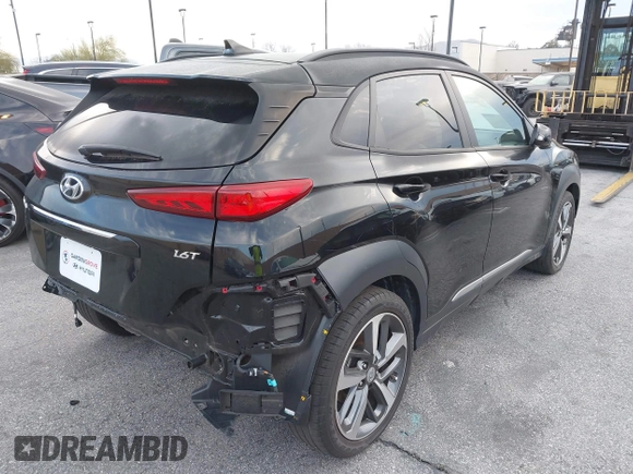 2021 Hyundai Kona Limited with VIN KM8K33A5XMU677871, listed as a IAAI auction lot 41593228 with 28,197 mi miles. Bid and sale history available at carsss.com. Image 4.