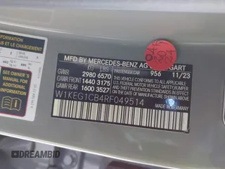 2024 Mercedes-Benz EQE 350 z VIN W1KEG1CB4RF049514, wystawiony jako IAAI lot #41392780 z przebiegiem 1 521 mil mil oraz . Historia ofert i sprzedaży dostępna na DreamBid. Obrazek 9.