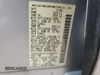 2007 Nissan Quest S with VIN 5N1BV28U27N128407, listed as a Copart auction lot 86583964 with 186,644 mi miles and Salvage Title. Bid and sale history available at carsss.com. Image 13.