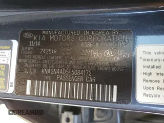 2015 Kia Optima EX with VIN KNAGN4AD5F5084172, listed as a Copart auction lot 57725355 with 155,472 mi miles and Clean title. Bid and sale history available at DreamBid. Image 12.