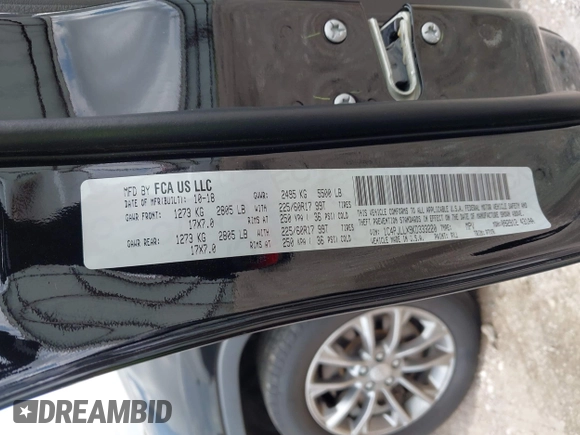 2019 Jeep Cherokee Latitude Plus with VIN 1C4PJLLX9KD333220, listed as a IAAI auction lot 42512218 with 81,064 mi miles and . Bid and sale history available at DreamBid. Image 9.