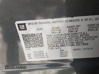 2021 GMC Terrain SLE with VIN 3GKALMEV5ML337302, listed as a IAAI auction lot 39609961 with 72,042 mi miles and . Bid and sale history available at carsss.com. Image 9.
