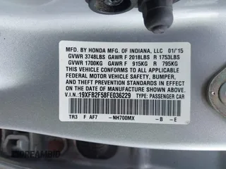 2015 Honda Civic LX с VIN 19XFB2F58FE036229, выставлен на аукционе IAAI как лот 42566856 с пробегом 140 297 миль миль и . История ставок и продаж доступна на DreamBid. Изображение 9.