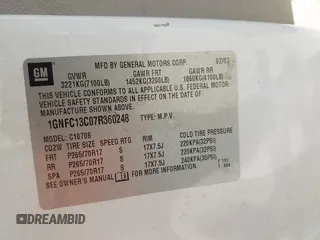 2007 Chevrolet Tahoe LS с VIN 1GNFC13C07R360248, выставлен на аукционе IAAI как лот 42575878 с пробегом 273 422 миль миль и . История ставок и продаж доступна на DreamBid. Изображение 9.