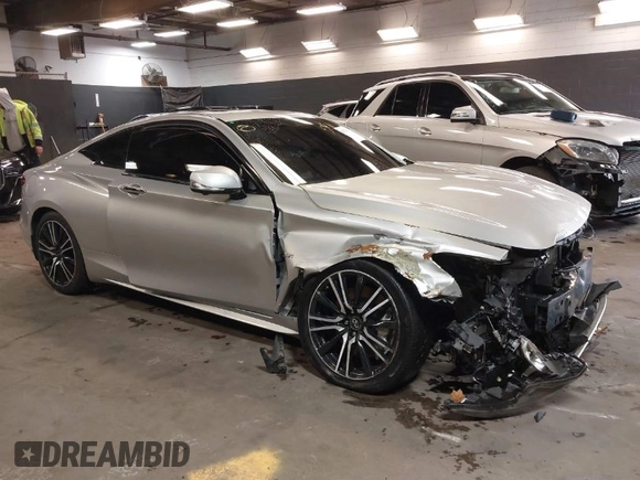 2018 Infiniti Q60 3.0t LUXE with VIN JN1EV7EL3JM391001, listed as a IAAI auction lot 41717307 with 46,105 mi miles. Bid and sale history available at carsss.com. Image 1.
