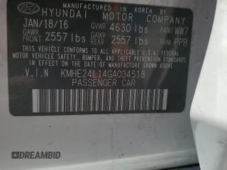 2016 Hyundai Sonata Hybrid SE with VIN KMHE24L14GA034518, listed as a Copart auction lot 59951803 with 0 mi miles. Bid and sale history available at carsss.com. Image 14.