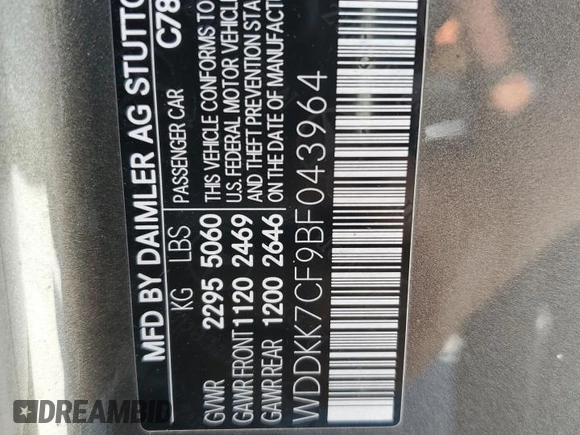 2011 Mercedes-Benz E-Class E 550 with VIN WDDKK7CF9BF043964, listed as a Copart auction lot 75301644 with 0 mi miles and Non Repairable. Bid and sale history available at carsss.com. Image 14.