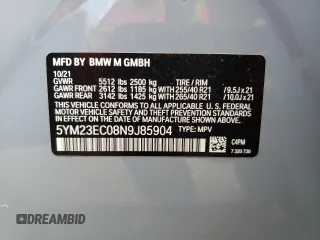 2022 BMW X4 M z VIN 5YM23EC08N9J85904, wystawiony jako Copart lot #41979823 z przebiegiem Nie podano mil oraz . Historia ofert i sprzedaży dostępna na DreamBid. Obrazek 14.