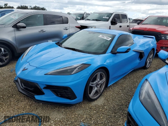 2021 Chevrolet Corvette 1LT with VIN 1G1YA3D45M5123969, listed as a Copart auction lot 73947164 with 0 mi miles and Salvage Title. Bid and sale history available at carsss.com. Image 1.
