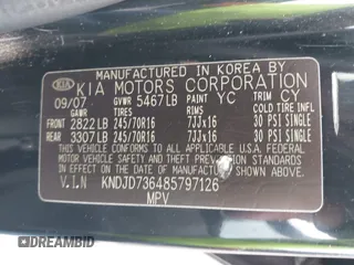 2008 Kia Sorento EX z VIN KNDJD736485797126, wystawiony jako IAAI lot #42253311 z przebiegiem 226 018 mil mil oraz . Historia ofert i sprzedaży dostępna na DreamBid. Obrazek 9.