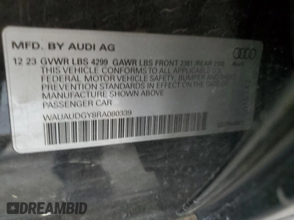 2024 Audi A3 Premium z VIN WAUAUDGY8RA080339, wystawiony jako Copart lot #56748905 z przebiegiem 30 467 mil mil oraz Czysty tytuł • Clean title. Historia ofert i sprzedaży dostępna na DreamBid. Obrazek 12.