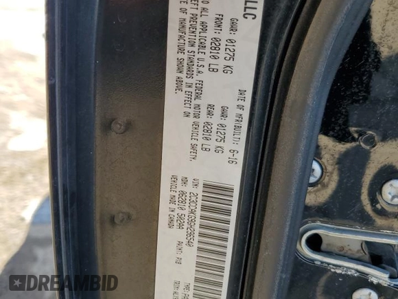 2016 Chrysler 300 with VIN 2C3CCAKG9GH296540, listed as a Copart auction lot 85203994 with 99,802 mi miles and Salvage Title. Bid and sale history available at carsss.com. Image 12.