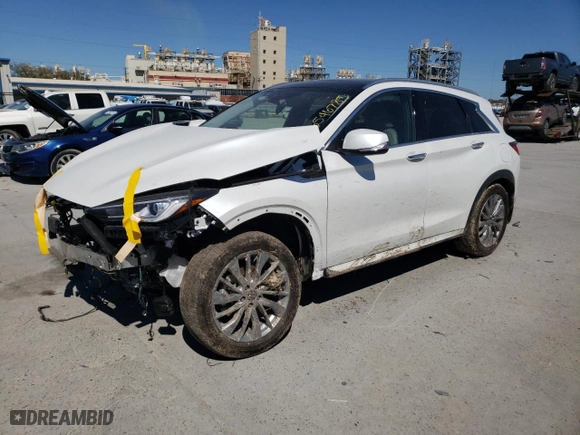 2024 Infiniti QX50 LUXE with VIN 3PCAJ5BA6RF104043, listed as a Copart auction lot 46546785 with 13,276 mi miles and Salvage Title. Bid and sale history available at carsss.com. Image 1.