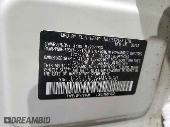 2015 Subaru Forester 2.5i Limited with VIN JF2SJCHC7FH499560, listed as a Copart auction lot 45400905 with 136,082 mi miles and Salvage Title. Bid and sale history available at carsss.com. Image 12.