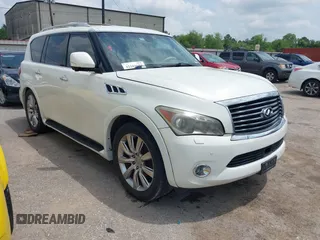 2012 Infiniti QX56 7-passenger with VIN JN8AZ2NF0C9517001, listed as a IAAI auction lot 42101650 with 225,257 mi miles. Bid and sale history available at carsss.com. Image 1.